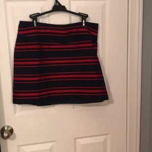 Navy and red stripe skirt from the Loft